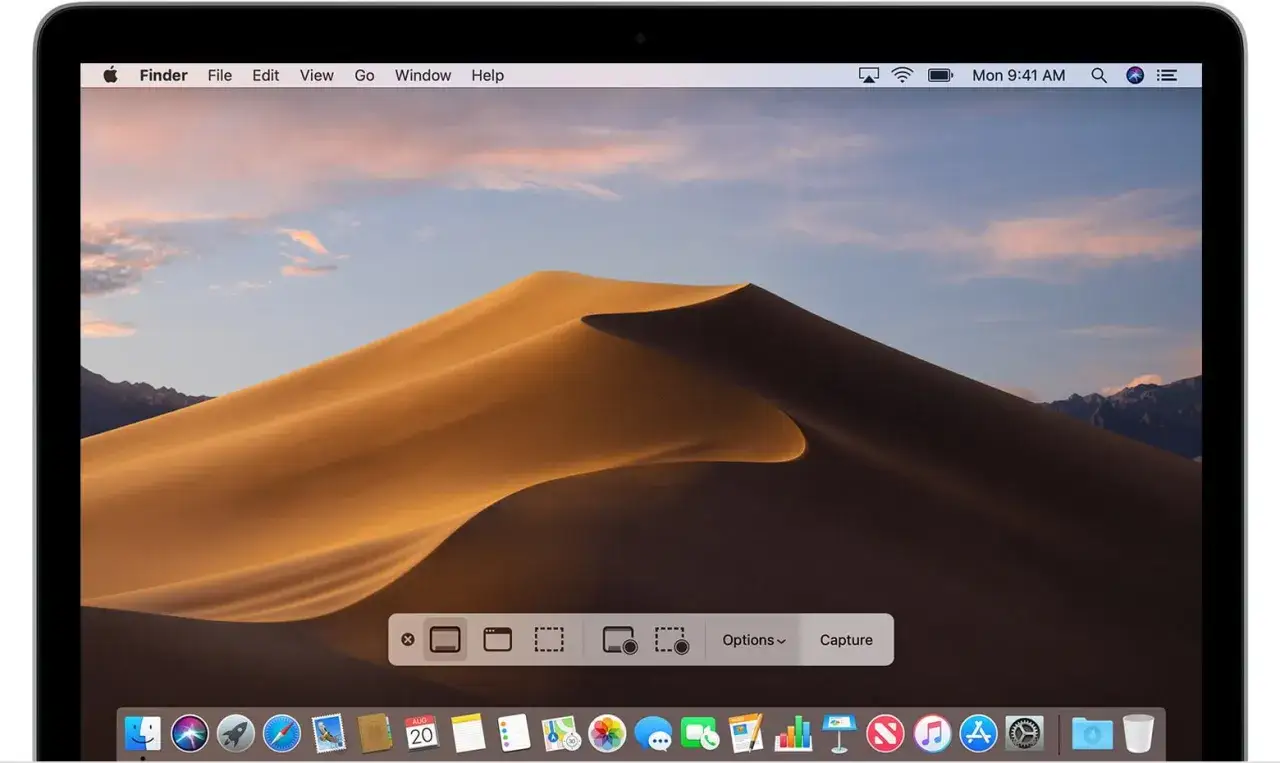 Narzędzie do robienia screenów na laptopie Mac. Wybierz obszar lub okno, aby zrobić zrzut ekranu.