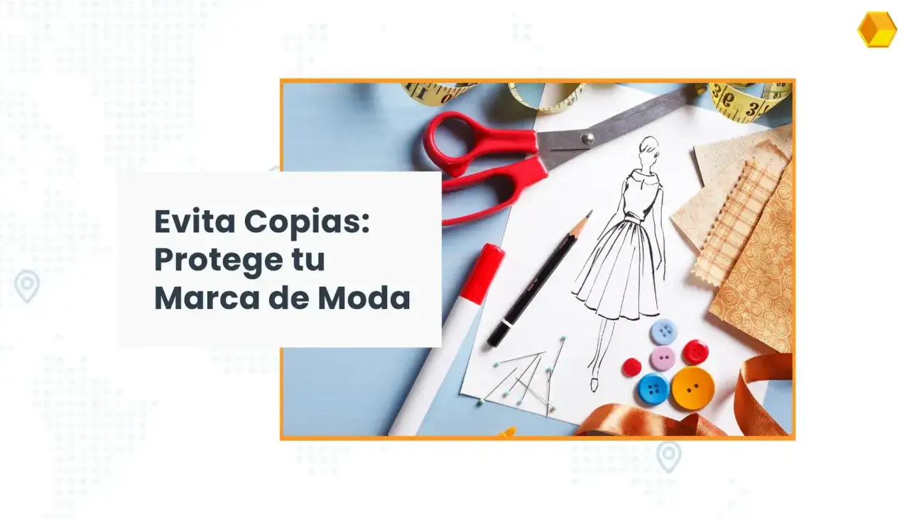 Diseño de moda, tijeras, lápiz, telas y botones. Protege tu marca de moda con el derecho de la moda.