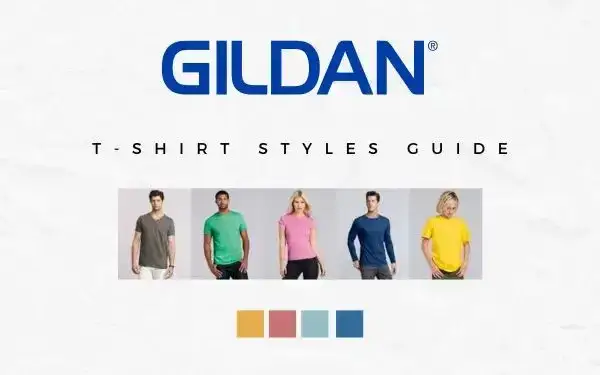 verschiedene Gildan T-Shirt Modelle nebeneinander auf Kleiderb&uuml;geln