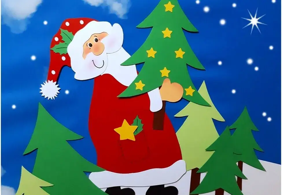 Weihnachtsmann Fensterbilder basteln