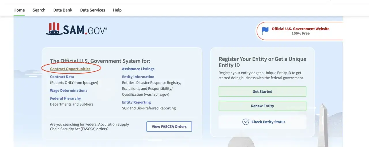 SAM.gov displays 