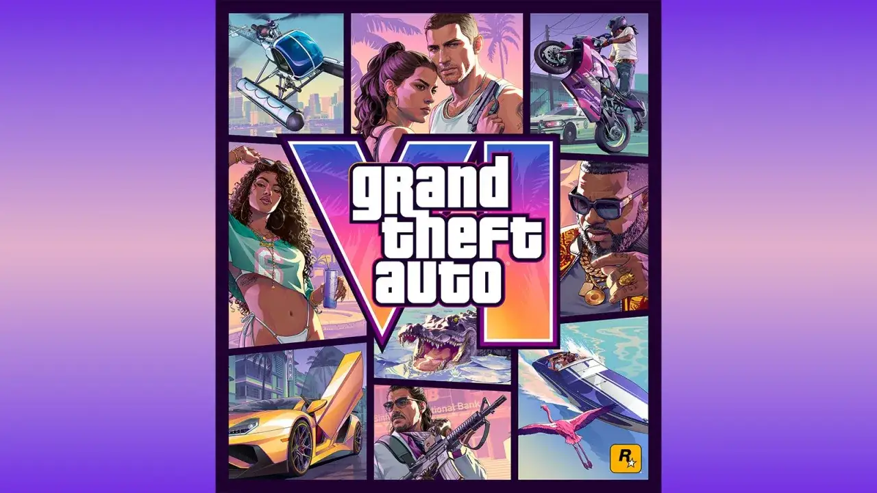 El arte de GTA VI muestra un helic&oacute;ptero, una pareja, una moto, una mujer, un hombre con joyas, un coche deportivo, un cocodrilo, un hombre con rifle y un flamenco. &iexcl;A&uacute;n no se sabe que d&iacute;a sale el GTA 6!