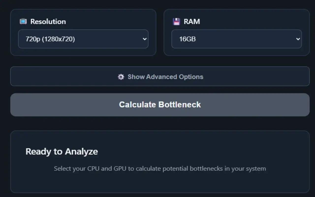 kalkulator bottleneck online screenshot