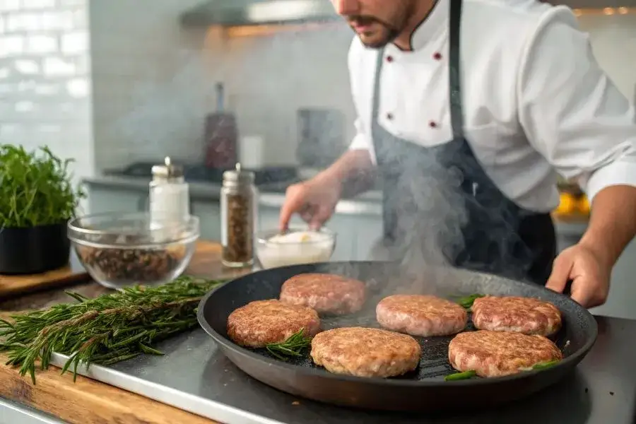 formowanie kotleta burgerowego z wgłębieniem