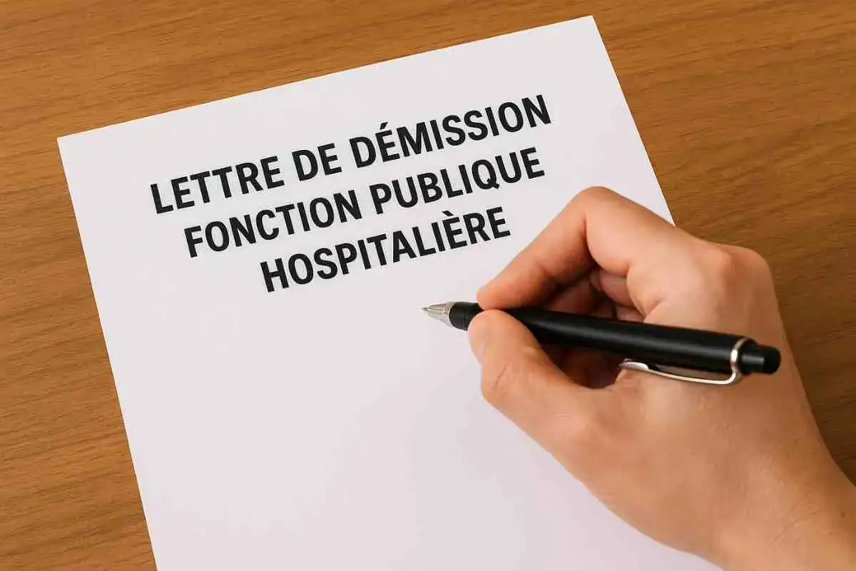 Main tenant une plume, une main s'apprête à signer une lettre de démission fonction publique hospitalière.