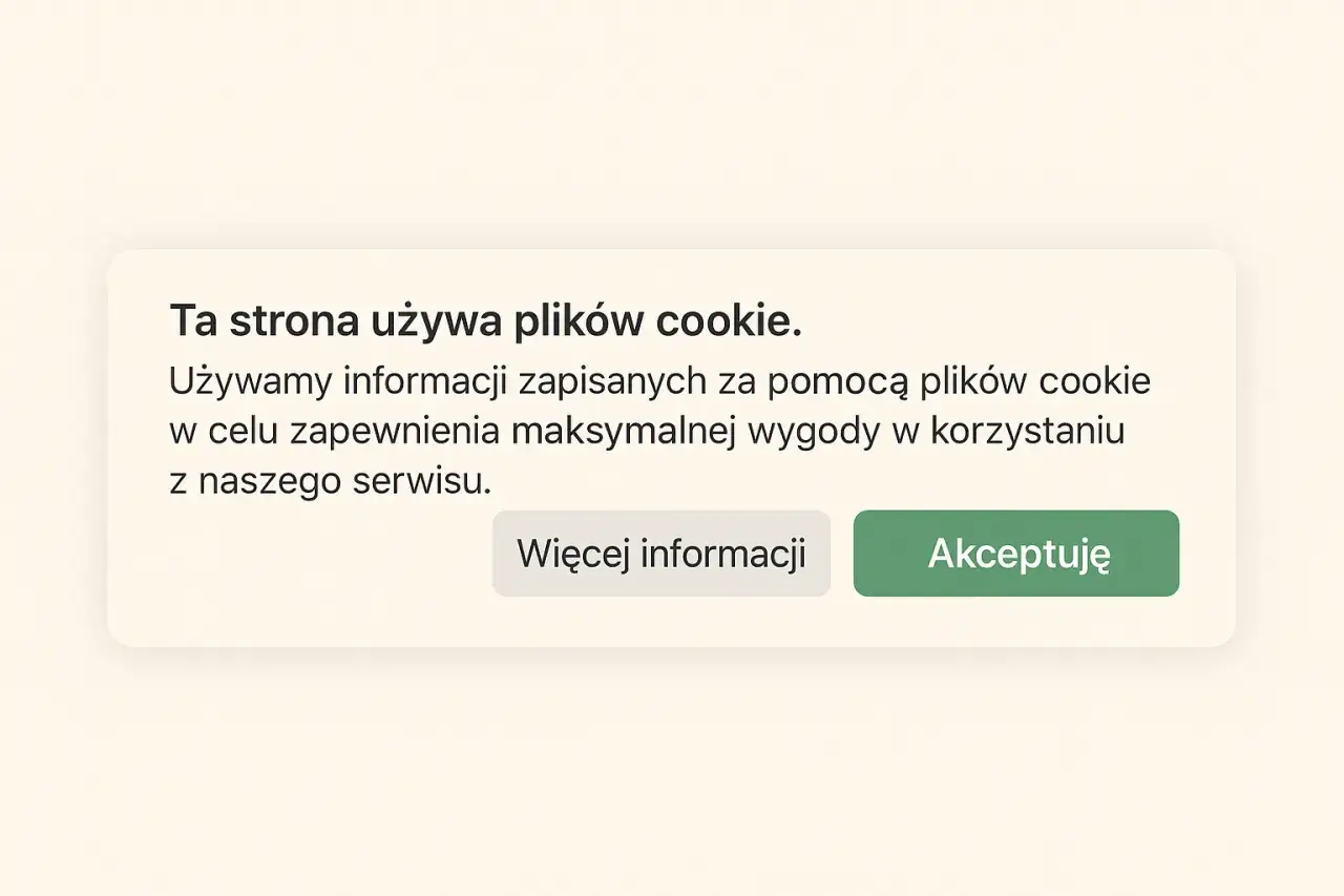 Komunikat o ciasteczkach informuje, że strona używa plików cookie. To rodzaj trackerów, które pomagają w wygodnym korzystaniu z serwisu.