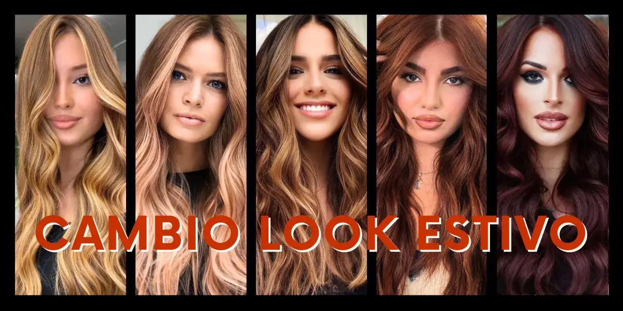 Cinque donne con diverse tonalit&agrave; di capelli, dal biondo al castano ramato e al borgogna. Ispirazione per il colore capelli 2025.
