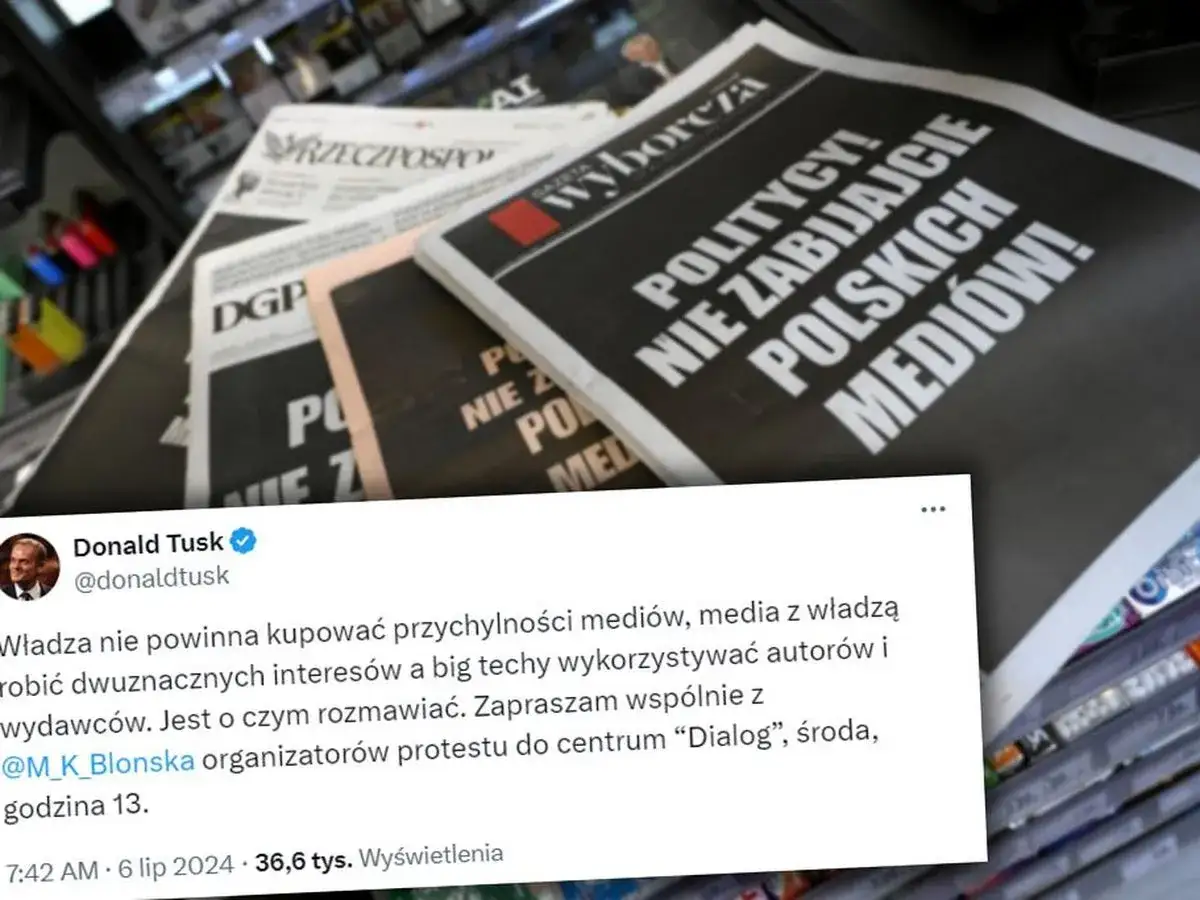 Donald Tusk komentuje nagłówki gazet, w tym