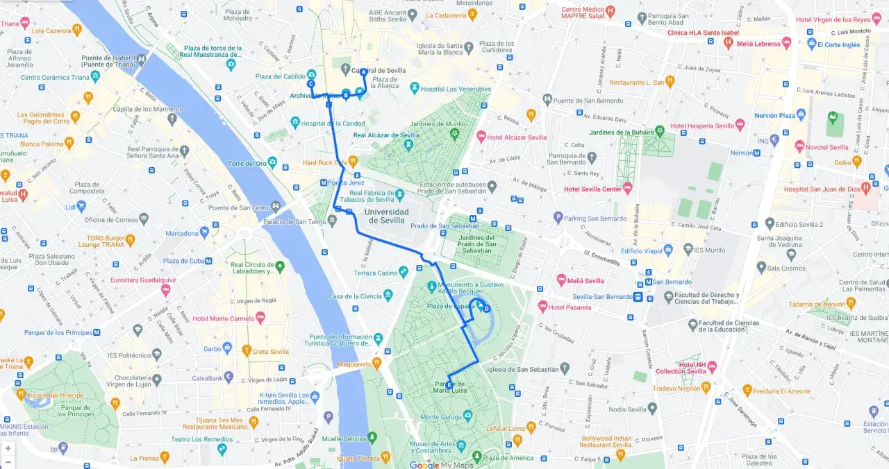 Itinerario per cosa vedere a Siviglia in 3 giorni: Alcázar, Plaza de España, Parco Maria Luisa, Cattedrale, Giralda, quartiere Triana.