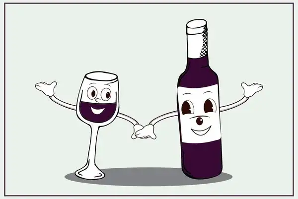 Lustige Wein Cartoon oder Grafik mit Geburtstagsthema