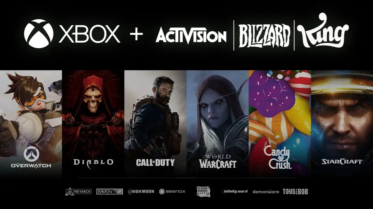 Xbox + Activision Blizzard King: Overwatch, Diablo, Call of Duty, World of Warcraft, Candy Crush, StarCraft.