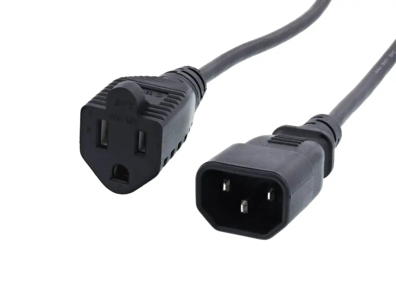 Kabel zasilający do monitora, pokazujący wtyczkę IEC C13 i gniazdo IEC C14. Idealny, by dowiedzieć się, jak podłączyć monitor do laptopa.