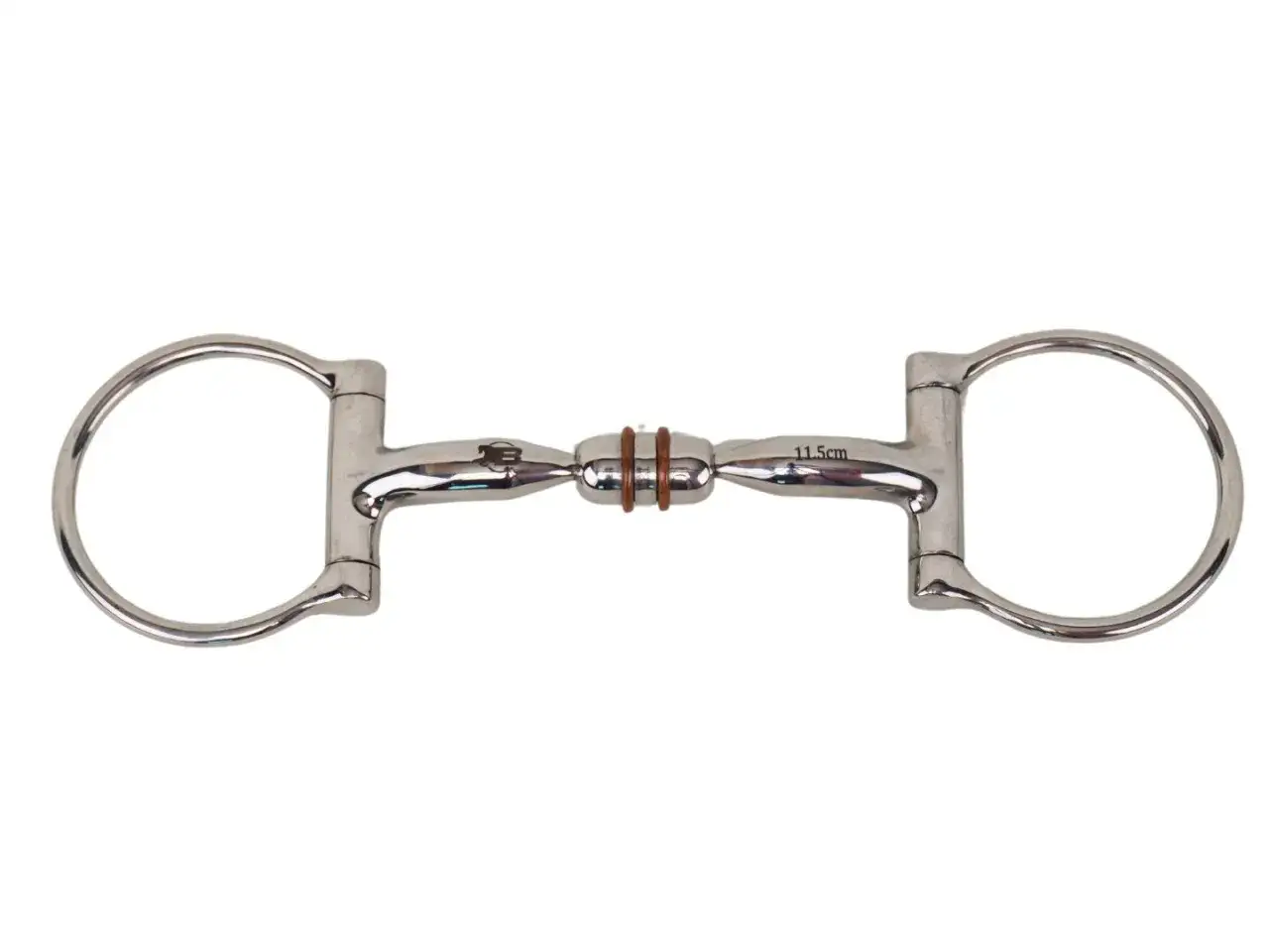 Metalowe wędzidło dla konia, z oznaczeniem 11.5cm, gotowe do treningu.