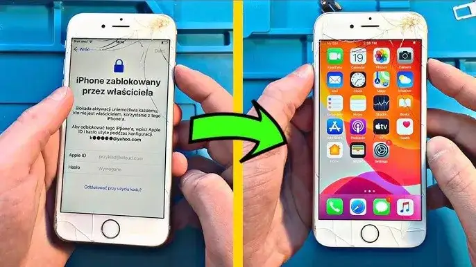 Różne ekrany blokady iPhone: kod, iCloud, simlock