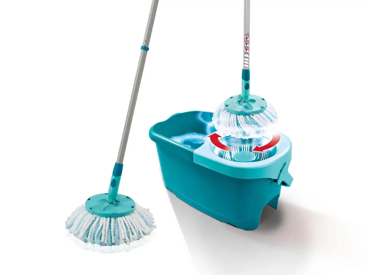 mop obrotowy Vileda Turbo i Leifheit Clean Twist obok siebie
