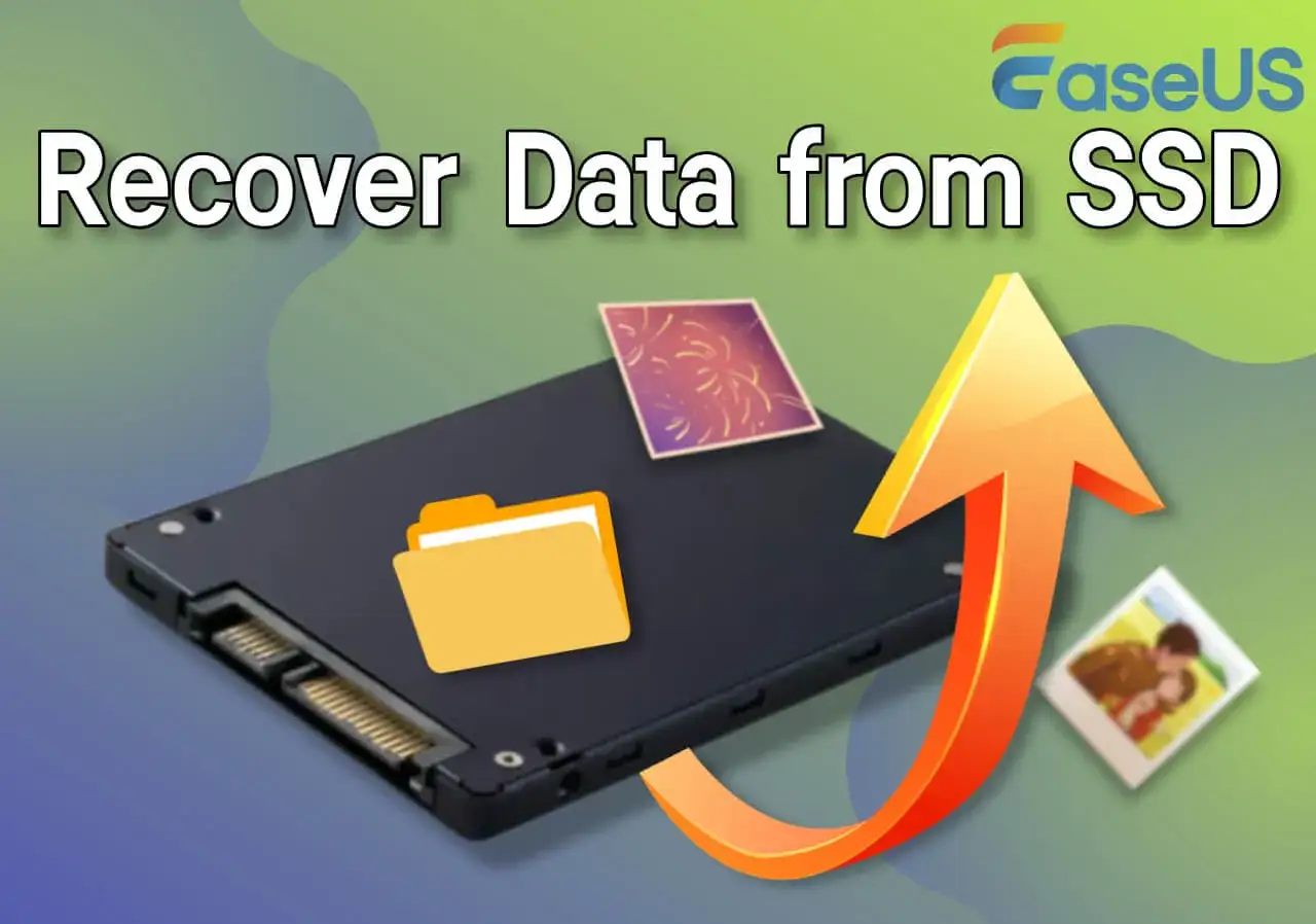 SSD defekt symptome? Datenrettung von SSDs mit Ordner- und Foto-Icons, die von einem Pfeil nach oben symbolisiert werden.