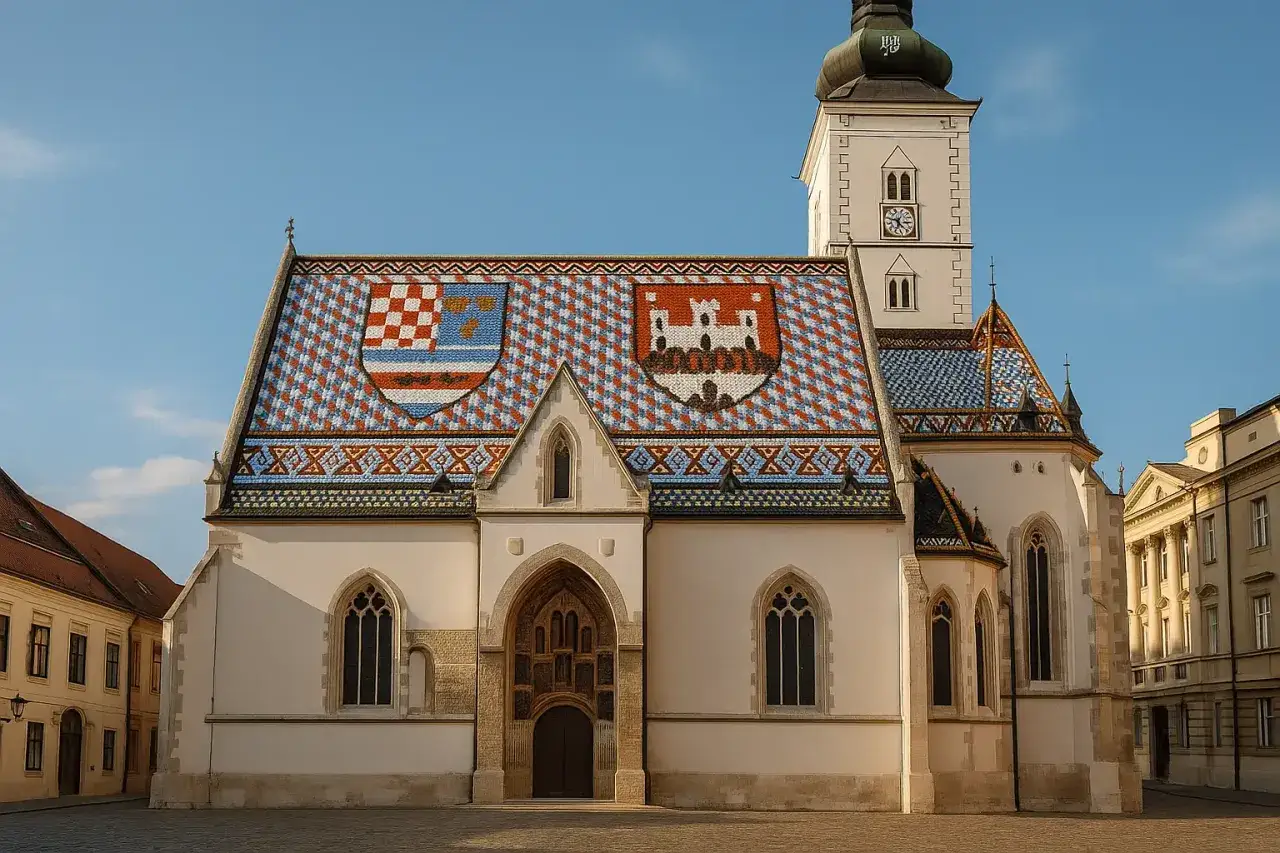Kościół św. Marka w Zagrzebiu, z kolorowym dachem i herbami. Obowiązkowy punkt na liście 