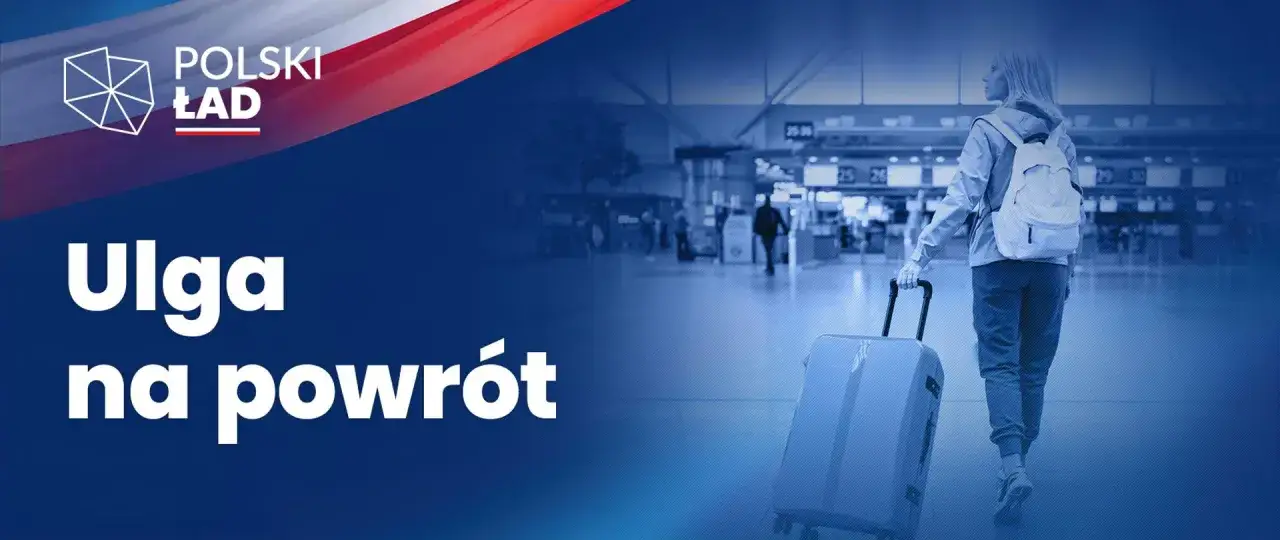 Kobieta z walizką na lotnisku, symbol powrotu do kraju. Ulga na powrót, art. 21 ust. 1 pkt 152 ustawy o podatku dochodowym.
