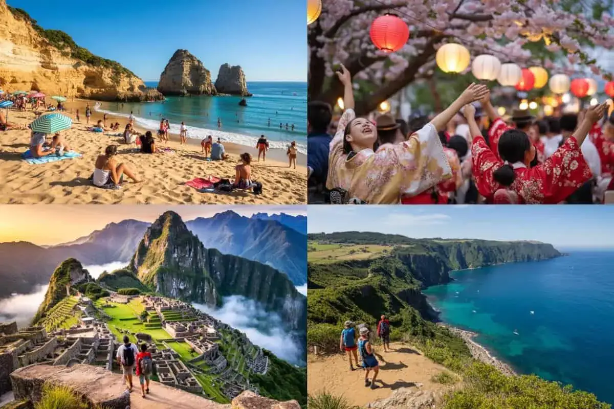 Strandurlaub, japanisches Fest, Machu Picchu und Küstenwanderung – diese beliebtesten Reiseziele locken mit Vielfalt.
