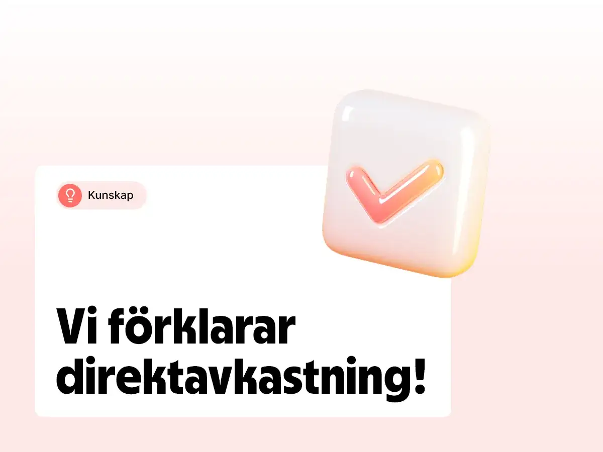Vi förklarar direkt avkastning! En 3D-ikon med en bock i en ruta symboliserar kunskap och framgång.