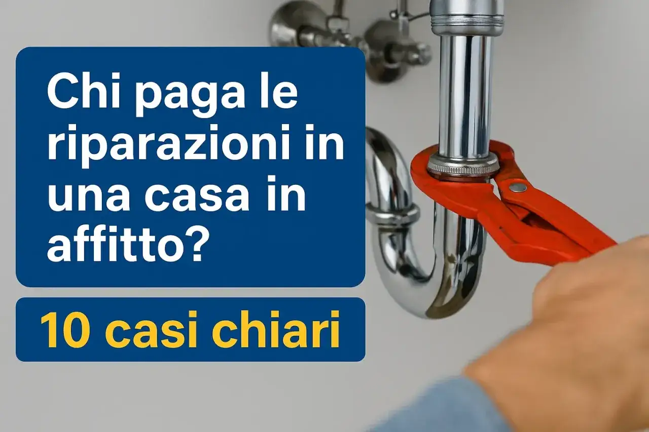 Ripara un tubo sotto un lavandino. La manutenzione ordinaria dell'inquilino è un argomento chiave per capire chi paga le riparazioni in una casa in affitto.