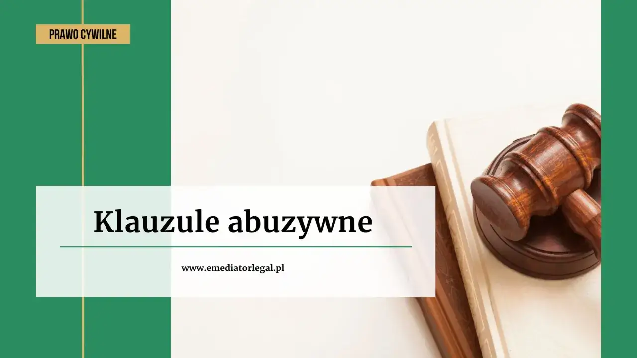 Prawo cywilne i klauzule abuzywne. Młotek sędziowski na księgach prawnych.
