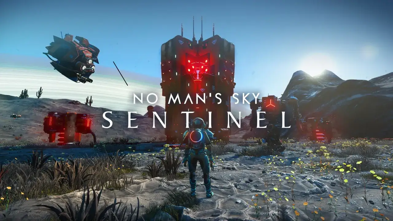 No Man's Sky aktualizacja Sentinel: odkryj obcego robota i statek na pustynnej planecie.