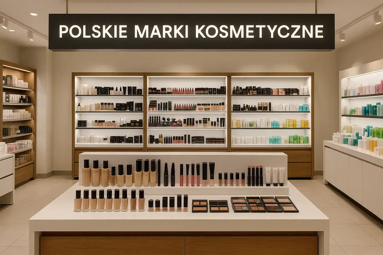 Witryna sklepowa z kosmetykami, gdzie znajdziesz bogaty wybór polskich marek kosmetycznych. Od podkładów po cienie do powiek, wszystko dla Twojej urody.