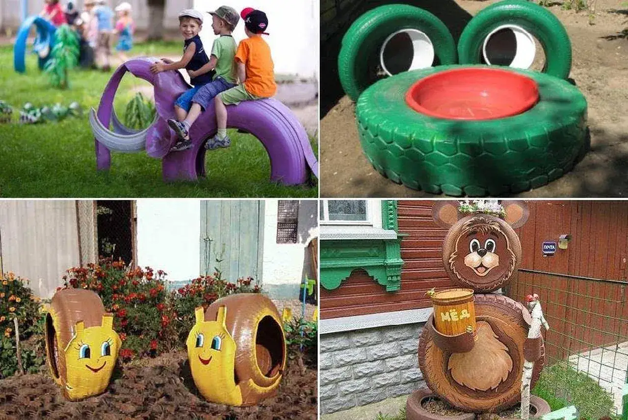 Inspiracje plac zabaw z opon