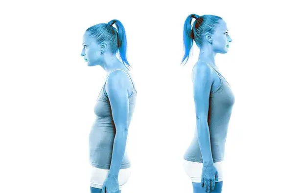 Poprawna postawa vs zgarbione plecy