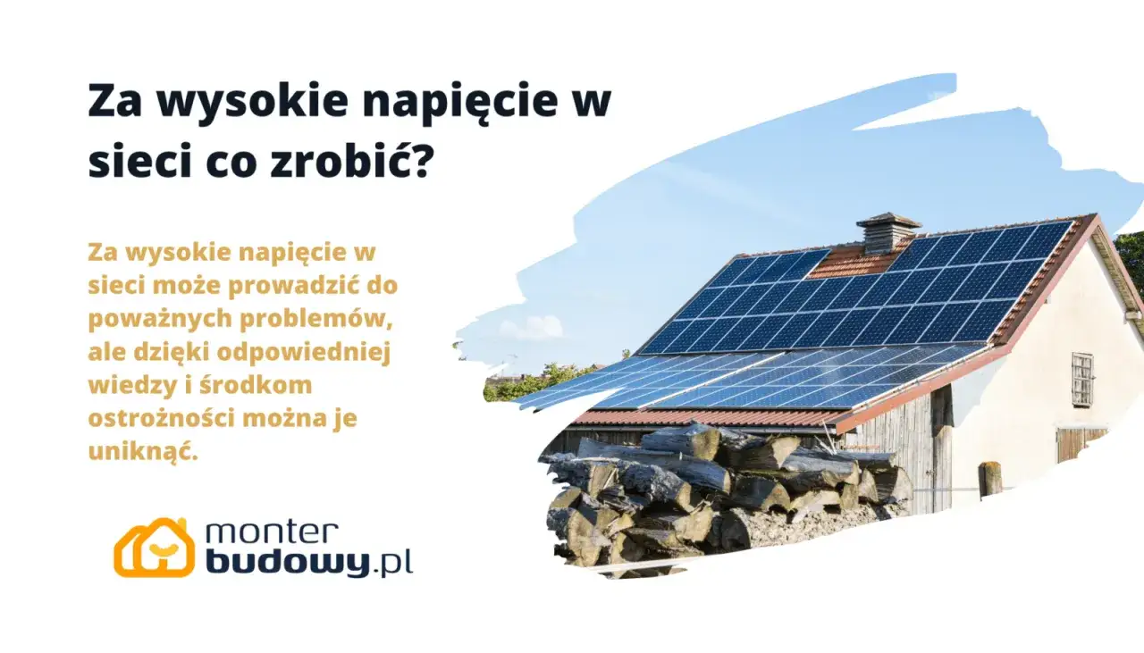 Dom z panelami słonecznymi. Tekst ostrzega przed problemami z za wysokie napięcie w sieci i radzi, jak ich unikać.