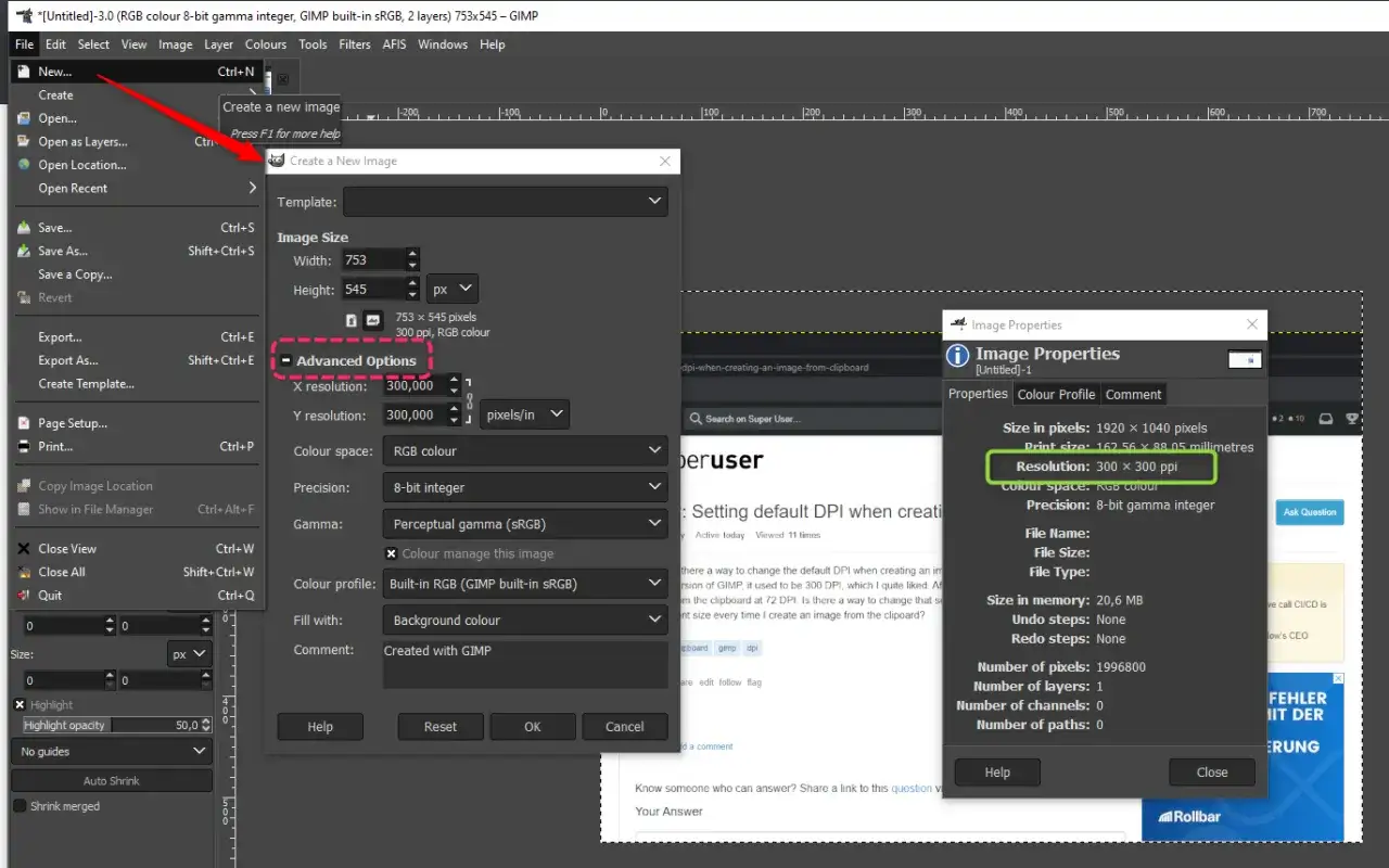GIMP: jak zmienić DPI zdjęcia. W oknie 