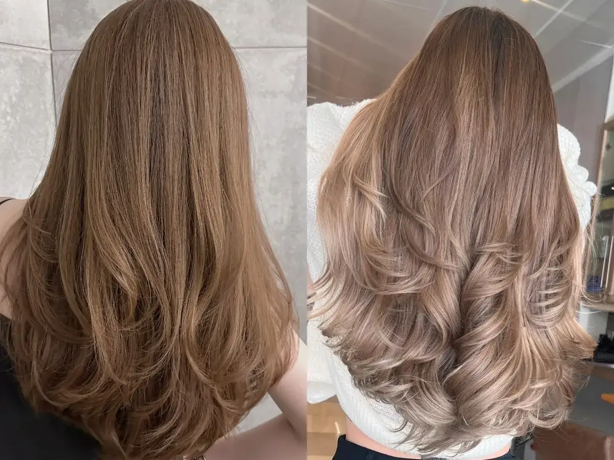 Długie, falowane włosy w odcieniu soft brown. Jaki to kolor? To ciepły, naturalny brąz z subtelnymi refleksami, idealny dla każdej kobiety.