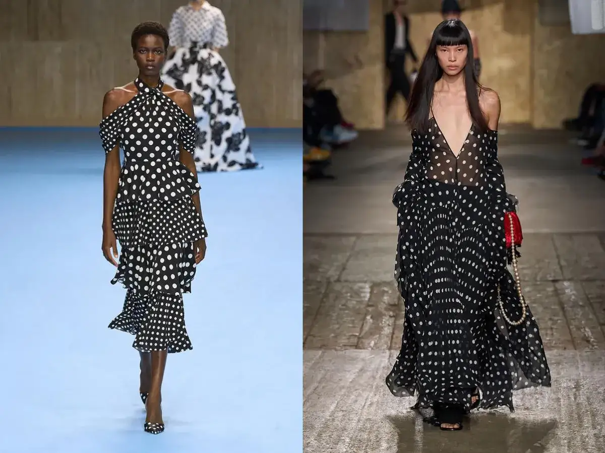 Modelos lucen vestidos de lunares, anticipando la moda primavera verano 2026.