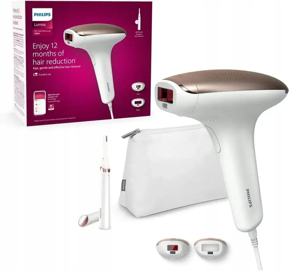 epilator z różnymi nasadkami do ciała i twarzy