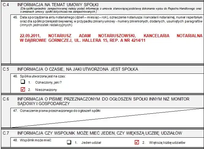 notariusz składający wniosek do sądu