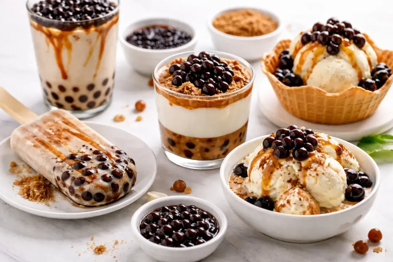 Leckereien mit Tapiokaperlen: Eis, Pudding und Eis am Stiel. Die s&uuml;&szlig;e Glucose-Verwendung macht sie unwiderstehlich.
