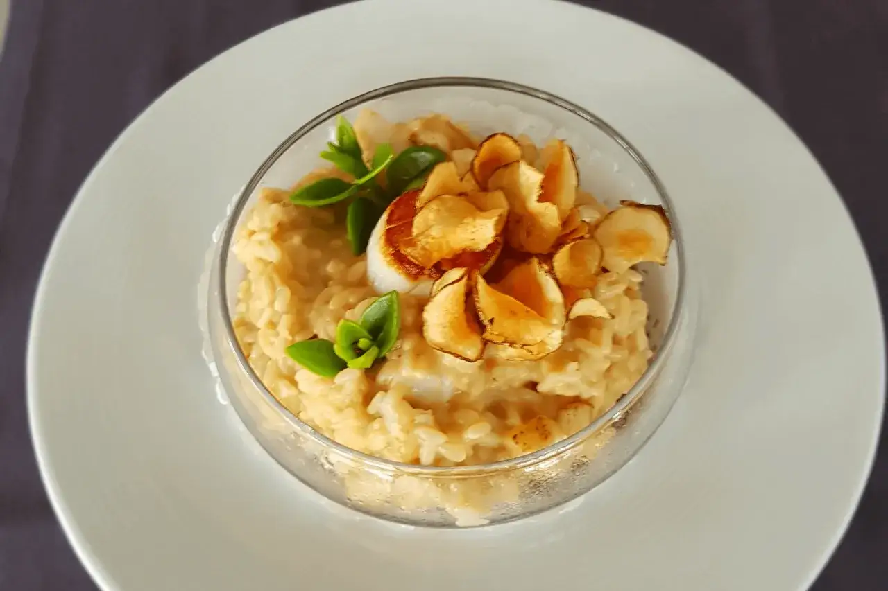 risotto aux Saint-Jacques gastronomique dressage assiette creuse