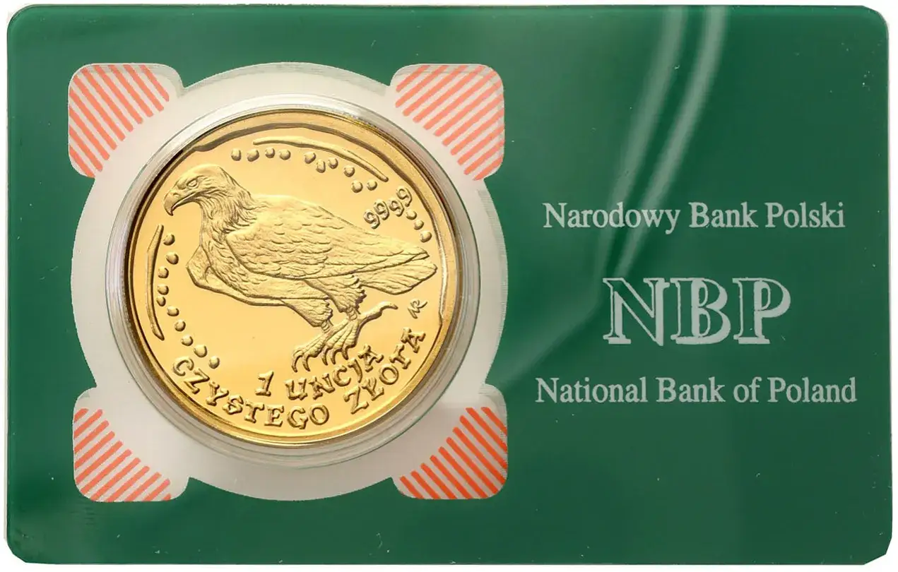 Złota moneta z orłem, 1 uncja czystego złota, NBP. Dowiedz się, jak kupić złoto w NBP.