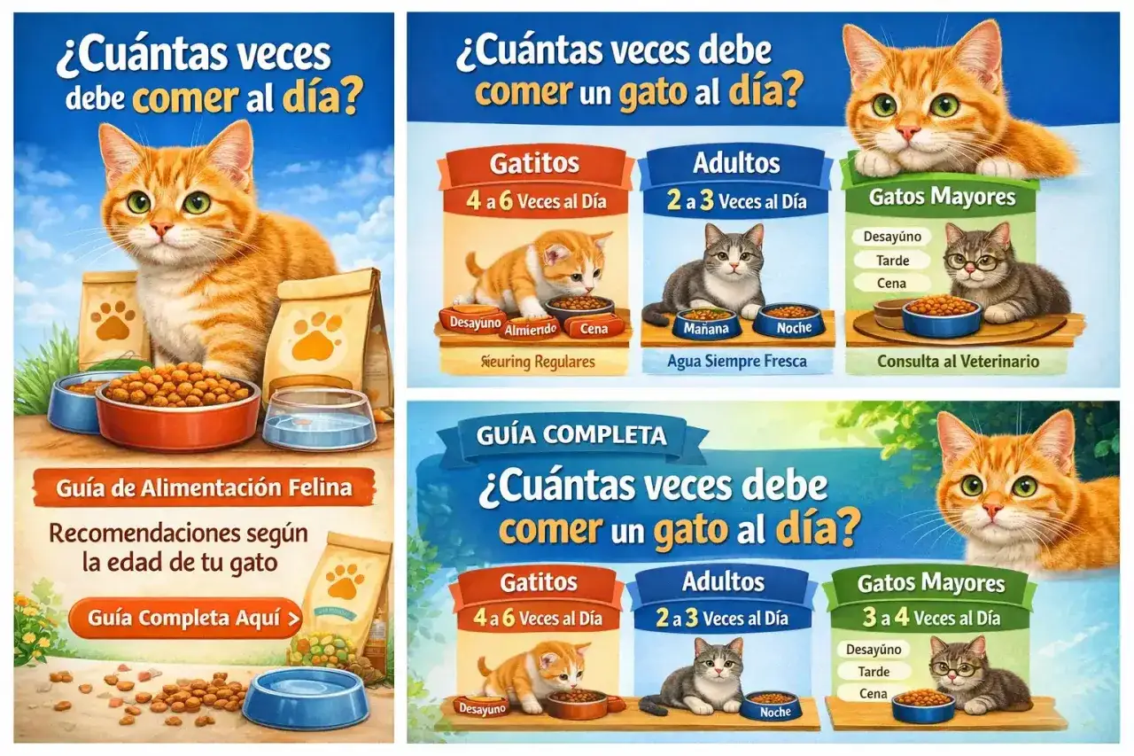 Gu&iacute;a de alimentaci&oacute;n felina: &iquest;cu&aacute;ntas veces al d&iacute;a come un gato? Gatitos, adultos y mayores tienen diferentes necesidades.