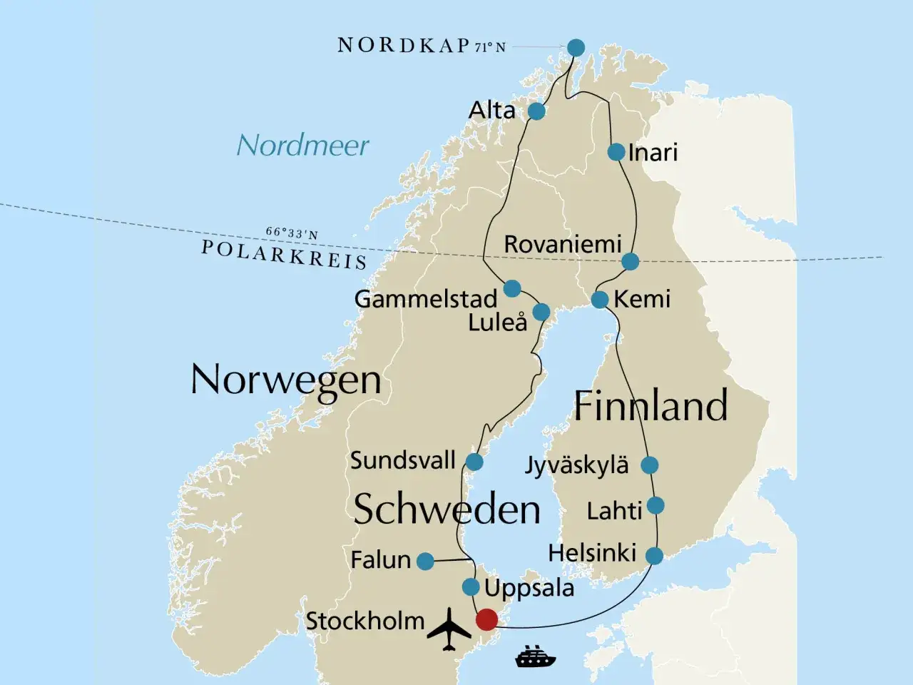 Reiseroute durch Skandinavien: Von Stockholm über Schweden, Finnland bis zum Nordkap. Tolle schweden reisetipps für deine Tour!