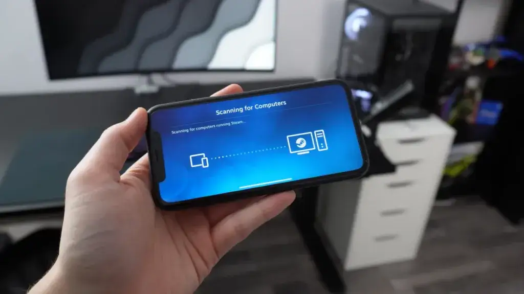 Steam mobile app remote installation screen, Steam client running on PC
