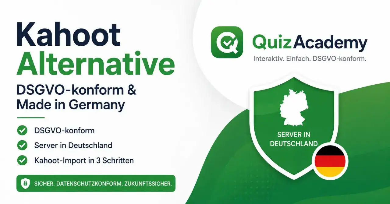 Kahoot! Alternative: DSGVO-konform & Made in Germany. Quiz Academy bietet interaktive, einfache und datenschutzkonforme L&ouml;sungen mit Servern in Deutschland.