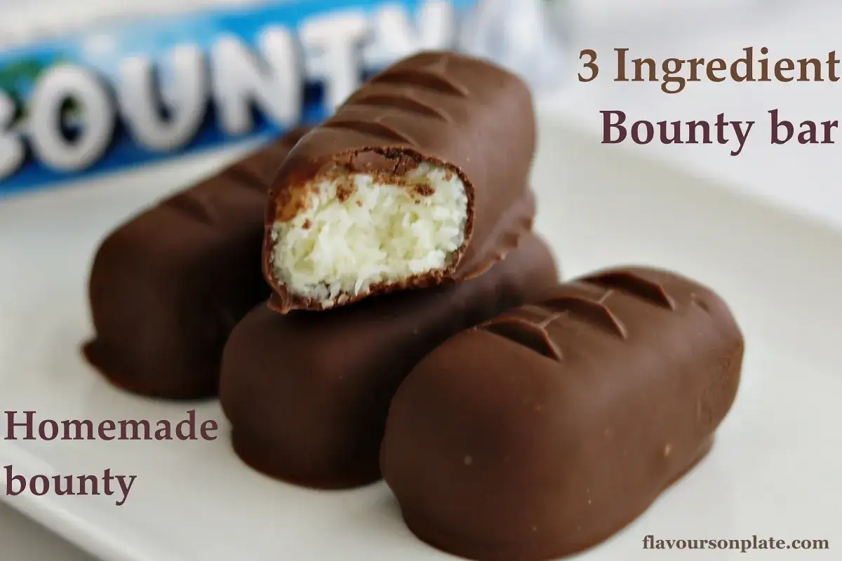 Hemmagjord bounty med kokos och choklad. Ett enkelt bounty recept för hemmabruk.