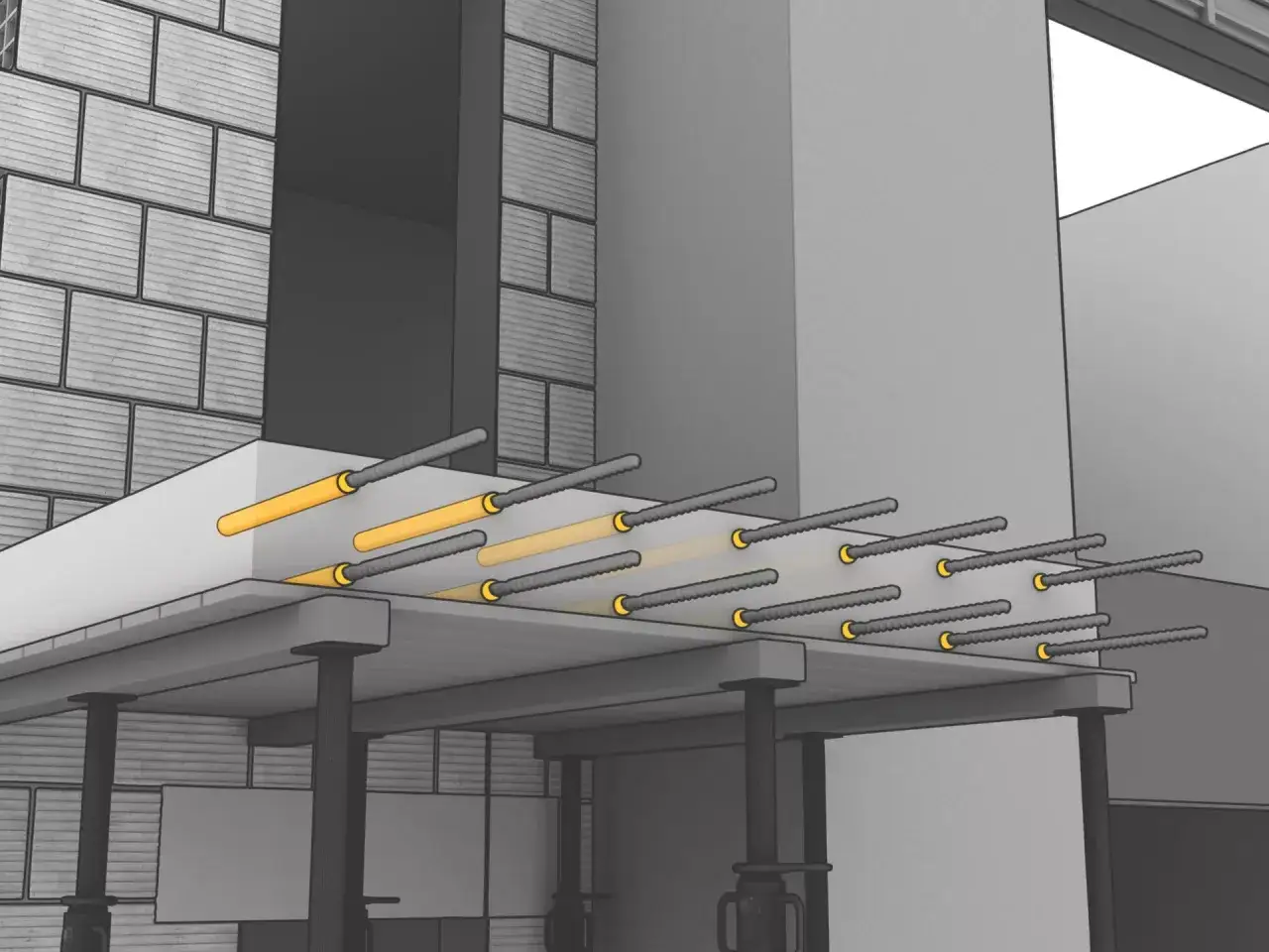 Instalaci&oacute;n de barras de refuerzo en concreto usando taco qu&iacute;mico Sika.