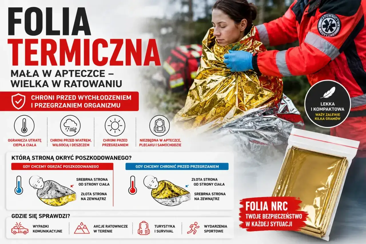 Folia termiczna: jak używać? Chroni przed wychłodzeniem i przegrzaniem. W apteczce, plecaku, samochodzie. Niezbędna w każdej sytuacji.