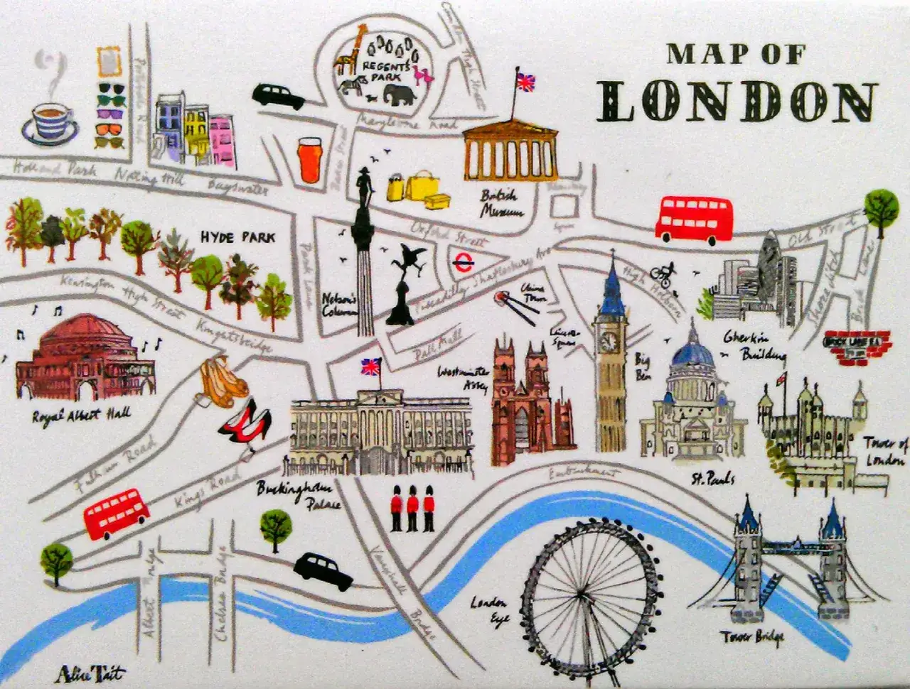 Mapa Londynu z atrakcjami, jak Pałac Buckingham i Big Ben. Planowanie ile pieniędzy na 3 dni w Londynie? Ta mapa pomoże!