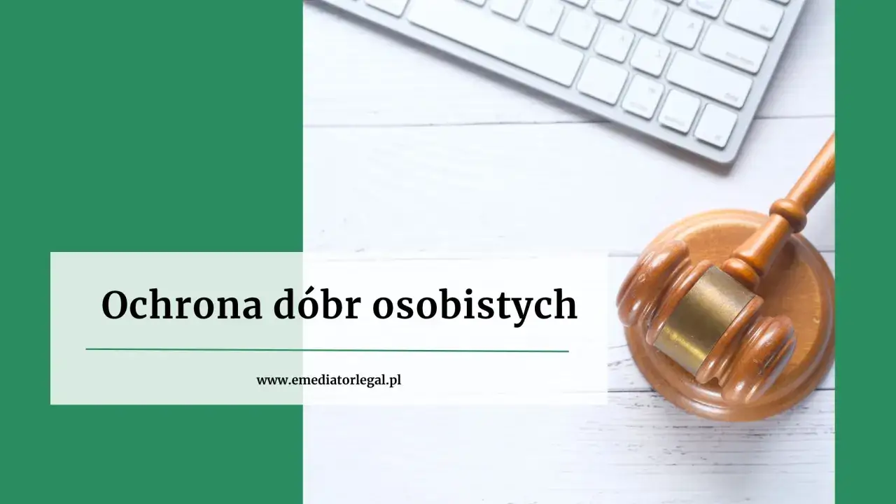 Młotek sędziowski i klawiatura symbolizują ochronę dóbr osobistych. W przypadku naruszenia dóbr osobistych, prawo stoi po Twojej stronie.