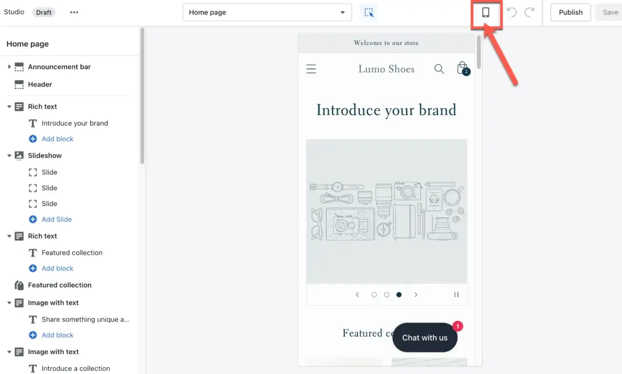 Ejemplos de dise&ntilde;o web: vista m&oacute;vil de una p&aacute;gina de inicio con un banner, encabezado y secci&oacute;n de texto.