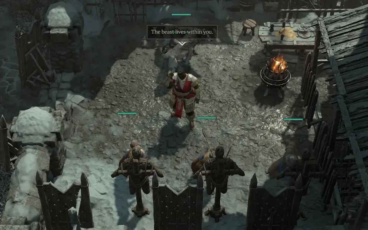 Diablo 4: Tajemnice Źródła. Bohater staje naprzeciw wilków, słysząc: